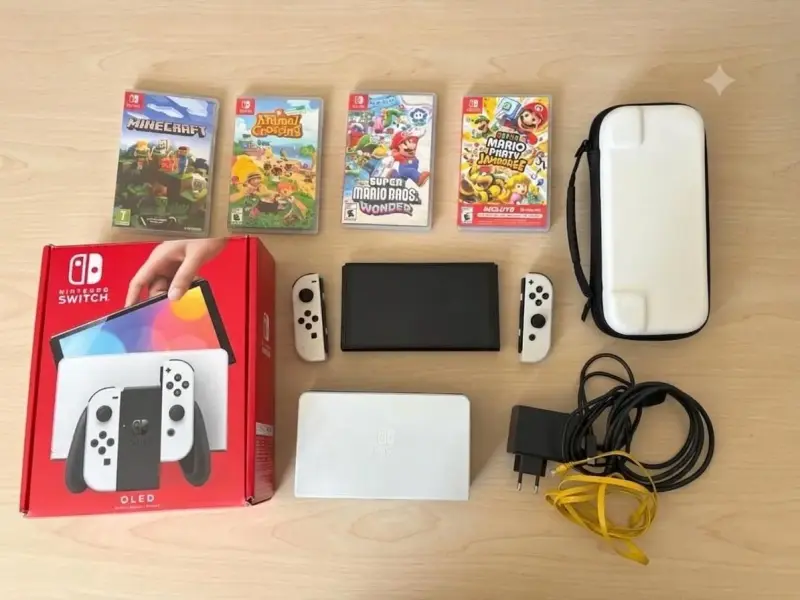 Nintendo Switch OLED con juegos y accesorios