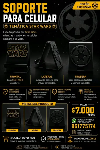 Soporte para celular Star Wars diseño exclusivo - miniatura 1