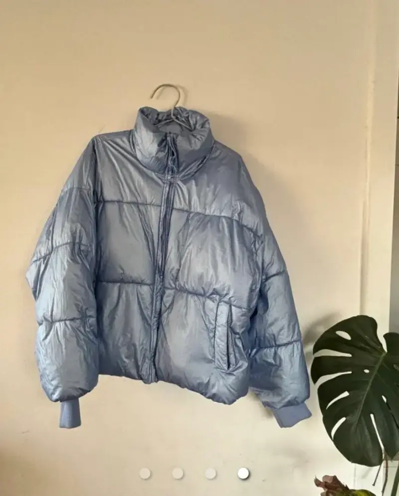 Parka celeste metálico Forever 21 para mujer