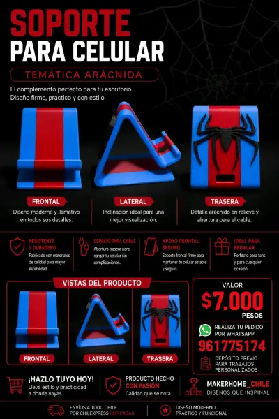 Soporte para celular temático arácnido - miniatura 1