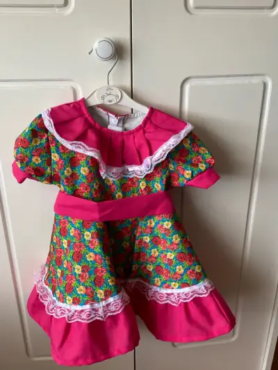 Vestido de niña con estampado floral y encaje - miniatura 1