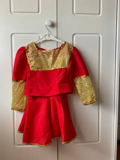 Disfraz de niña rojo con dorado brillante - miniatura 1