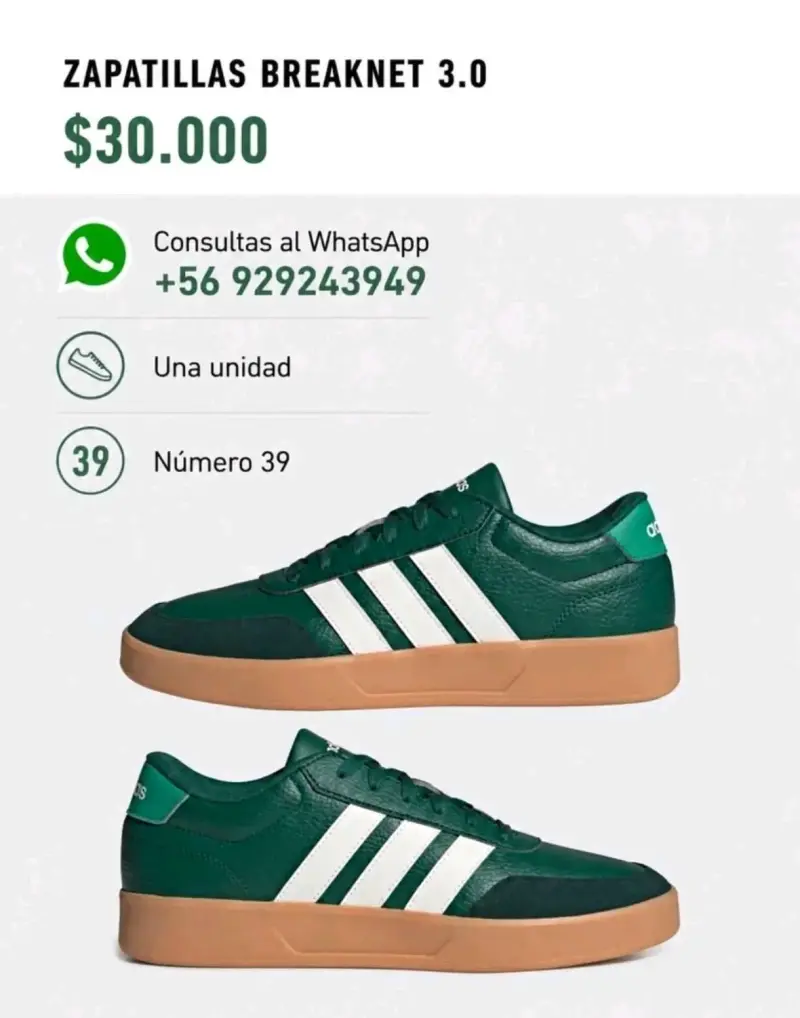 Zapatillas Adidas Breaknet 3.0 verdes talla 39