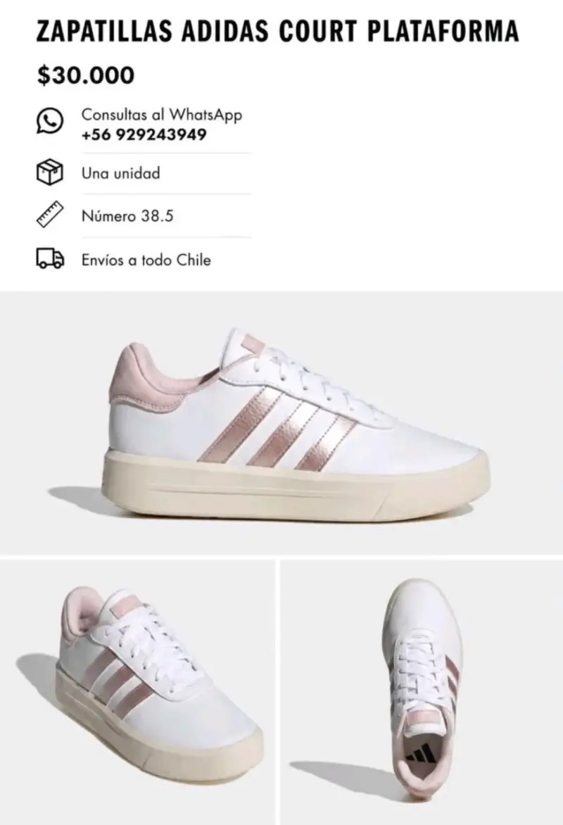 Zapatillas Adidas Court Plataforma blancas y rosadas