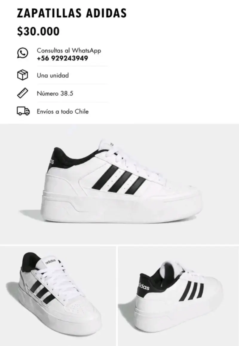 Zapatillas Adidas blancas y negras talla 38.5