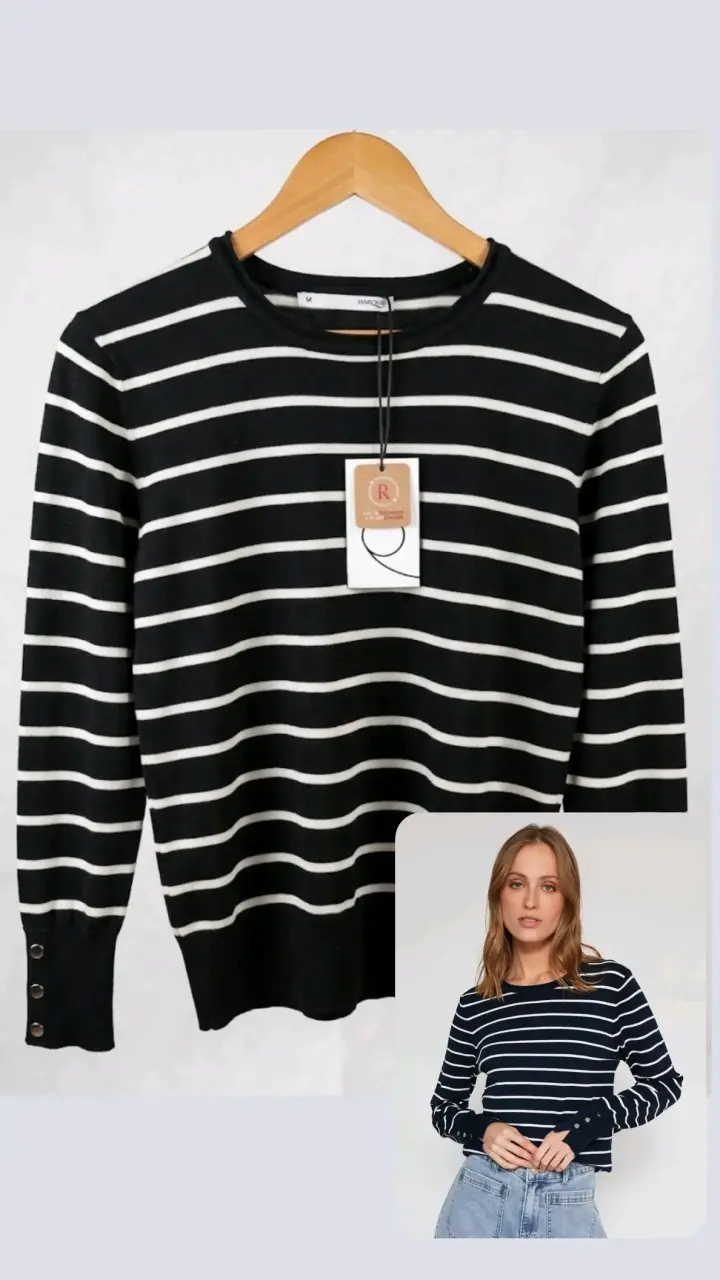 Suéter de rayas negro y blanco para mujer