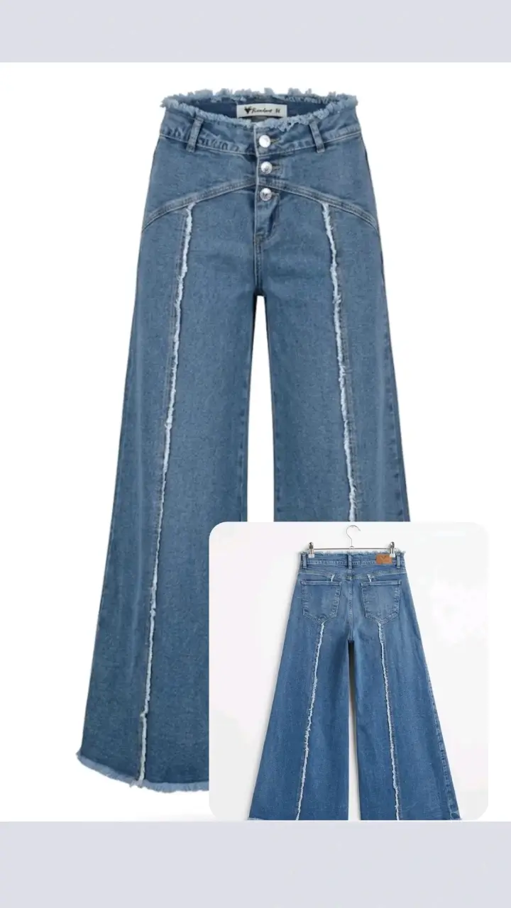 Jeans anchos de mezclilla con botones decorativos