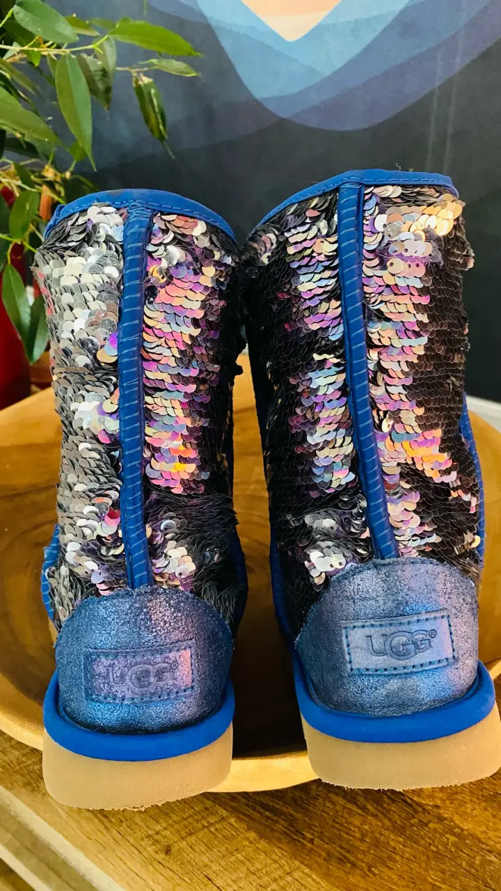 Botas UGG con lentejuelas azules para mujer - 2