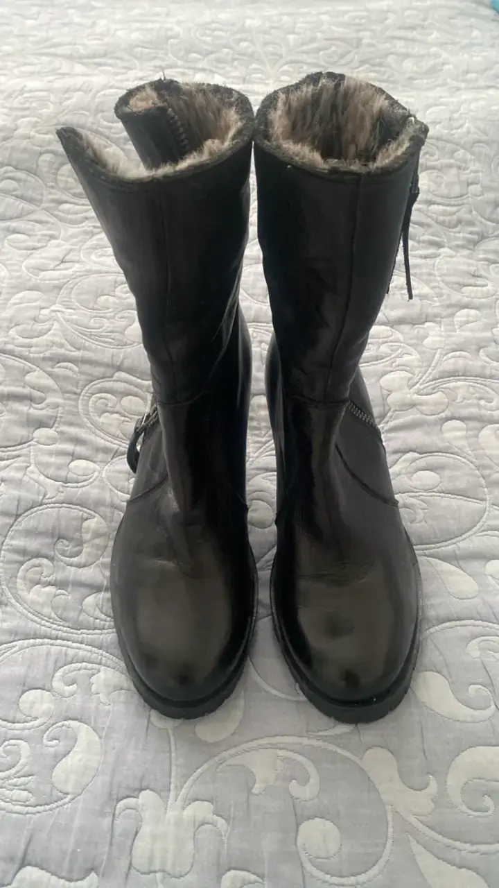 Botines nuevo 22cm cuero Vía Uno,  negro con piel - 2