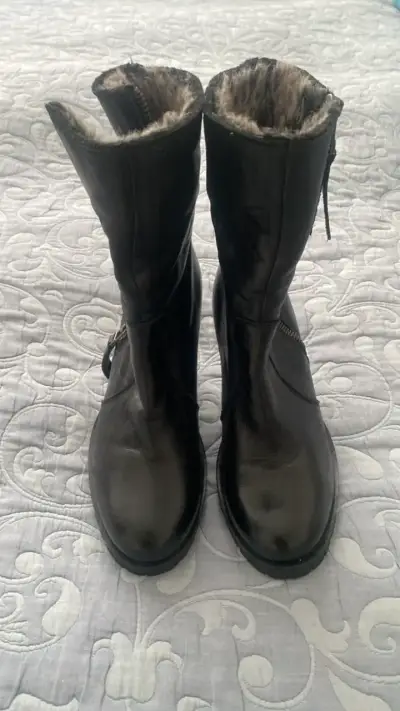 Botines nuevo 22cm cuero Vía Uno,  negro con piel - miniatura 2