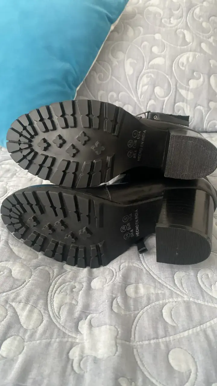 Botines nuevo 22cm cuero Vía Uno,  negro con piel - 5