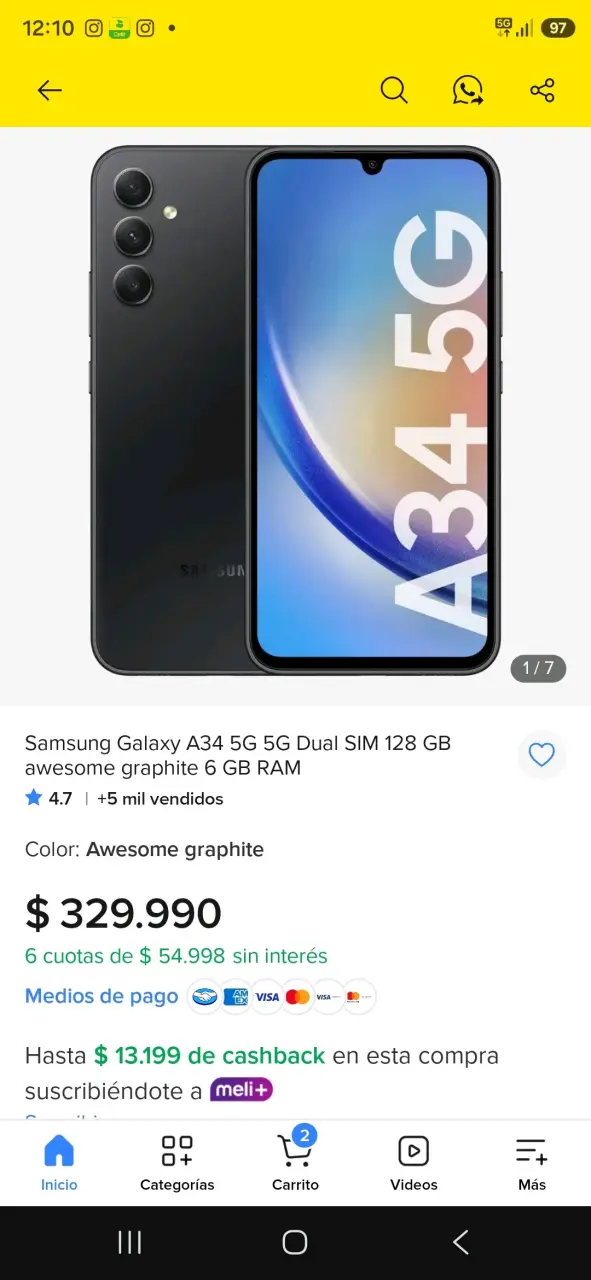 Samsung Galaxy A34 5G 128GB Negro - 3