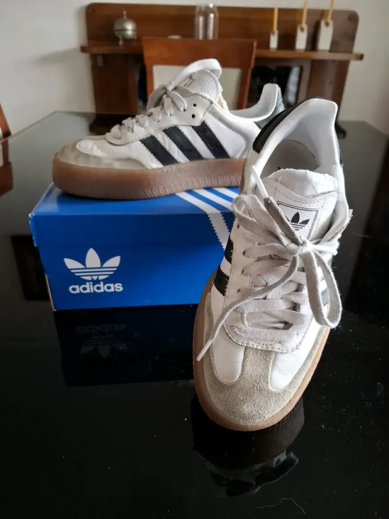 Zapatillas Adidas Samba Mujer Blancas y Negras - 2