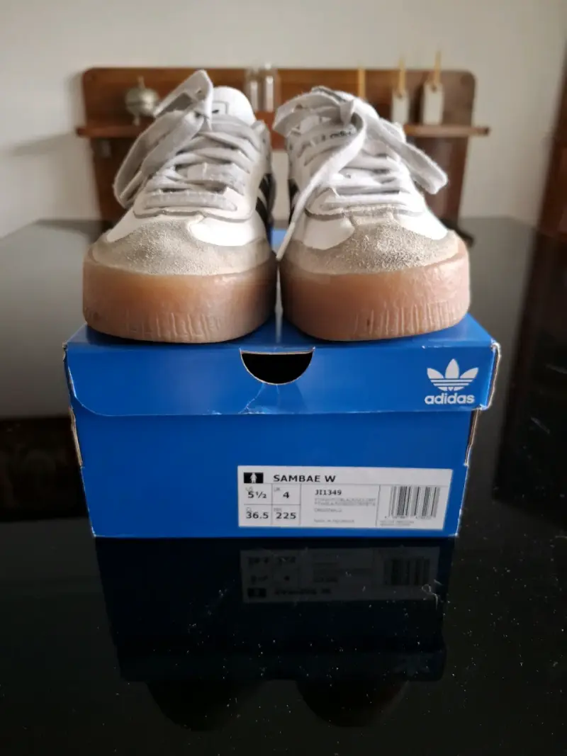 Zapatillas Adidas Samba Mujer Blancas y Negras - 3