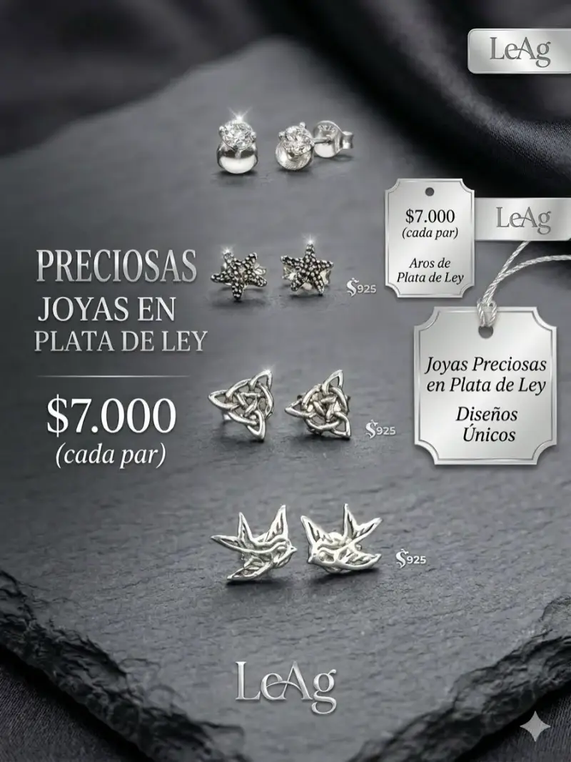 Aros de plata elegantes con diseño floral y geométrico