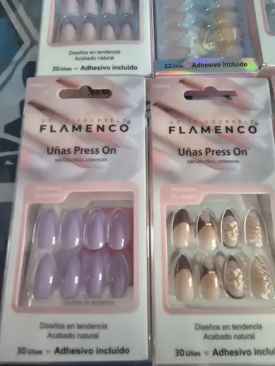 Uñas postizas Flamenco Press On con adhesivo - miniatura 1