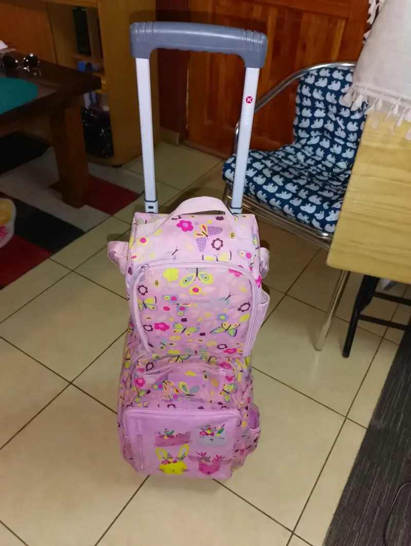 Set de mochilas infantiles con ruedas diseño mariposas - 2