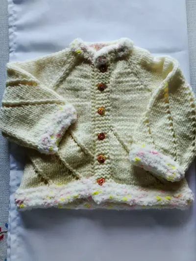 Chaleco de lana para bebé color crema - miniatura 1