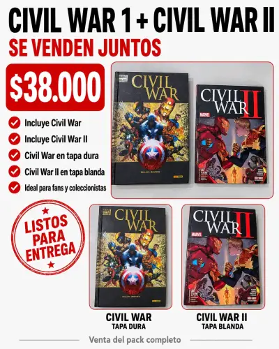 Pack de cómics Civil War 1 y 2 Marvel - miniatura 1