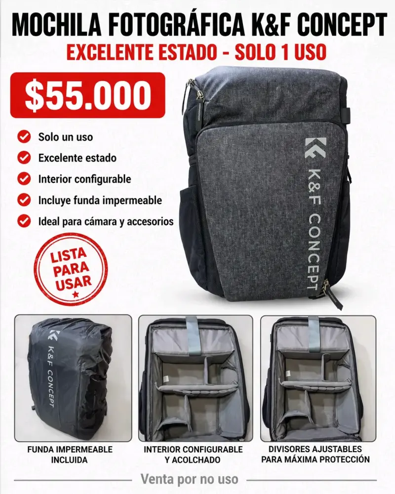 Mochila Fotográfica K&F Concept Impermeable - 1