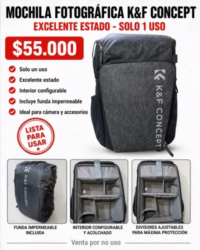 Mochila Fotográfica K&F Concept Impermeable - miniatura 1