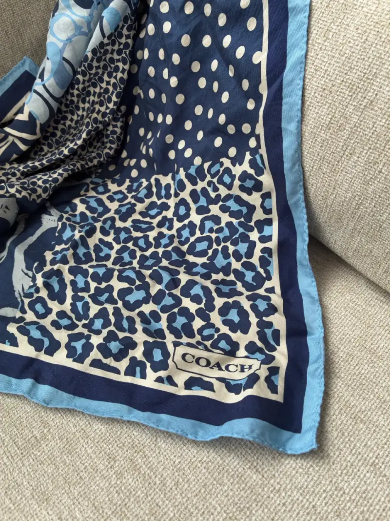 Pañuelo de seda azul estampado Coach - 2
