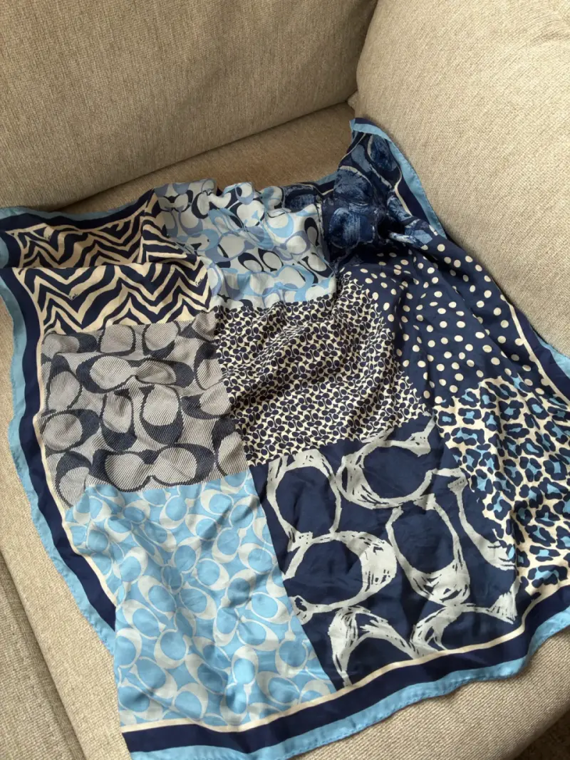 Pañuelo de seda azul estampado Coach - 3