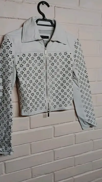 Chaqueta cuero italiano blanco - miniatura 1