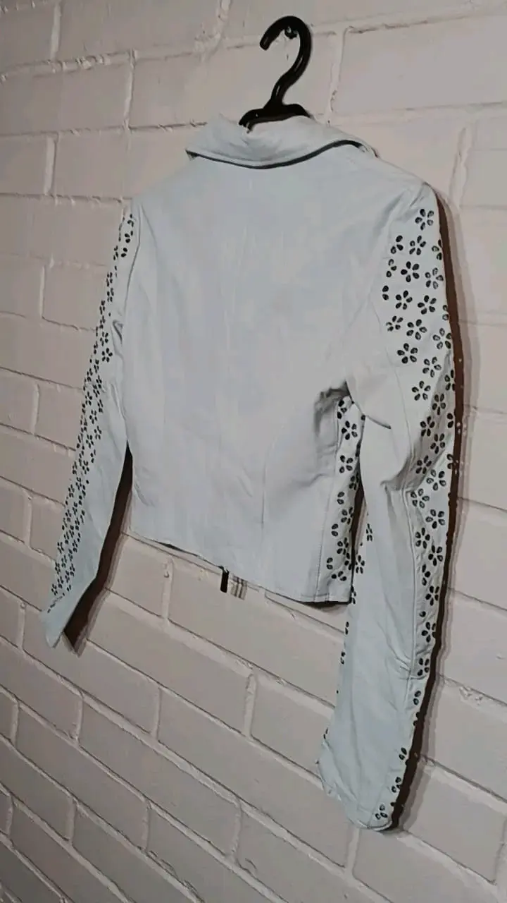 Chaqueta cuero italiano blanco - 2