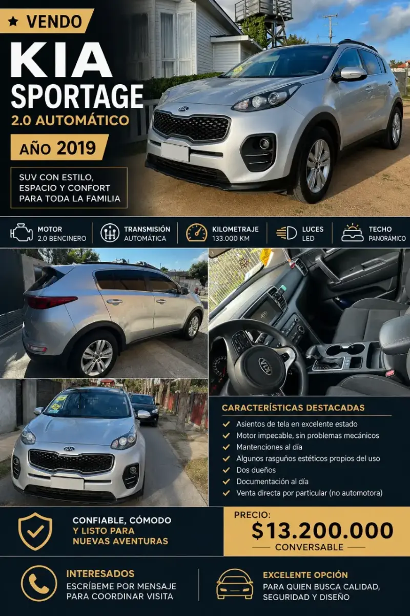 Kia Sportage 2019 Automático 2.0 Bencinero