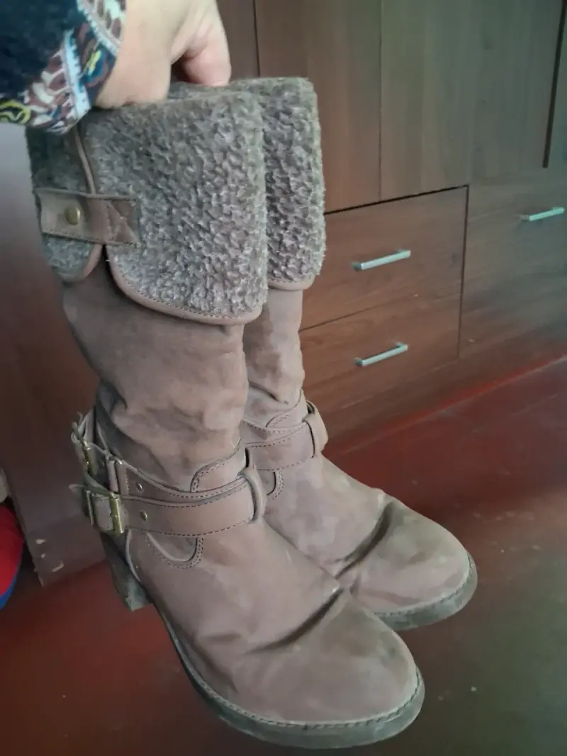 Botas de cuero marrón con forro de lana - 3