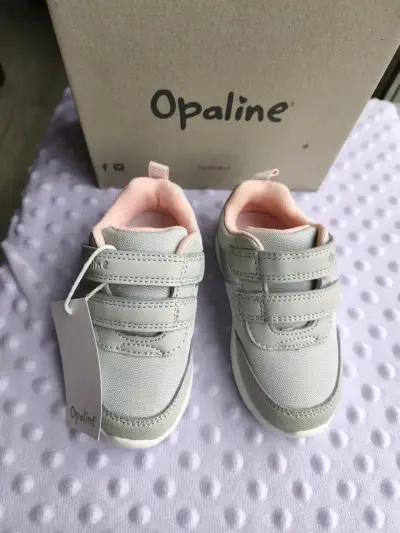 Zapatillas para bebé Opaline gris y rosa - miniatura 1