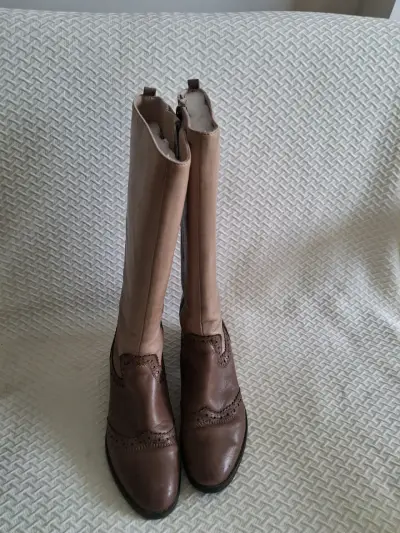 Botas de cuero marrón con cierre lateral - miniatura 2