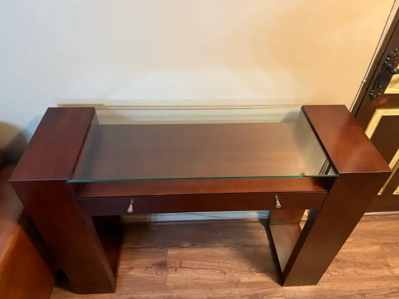 Mesa de entrada de madera y vidrio - 2