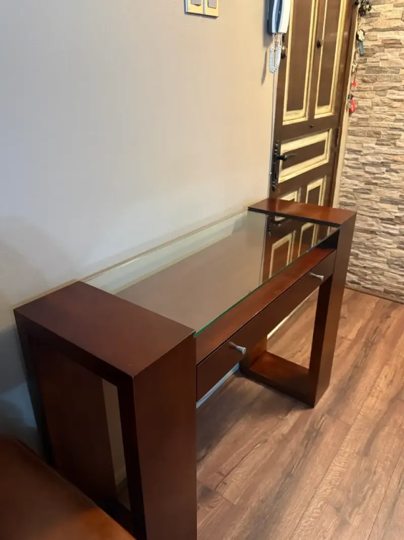 Mesa de entrada de madera y vidrio - 4