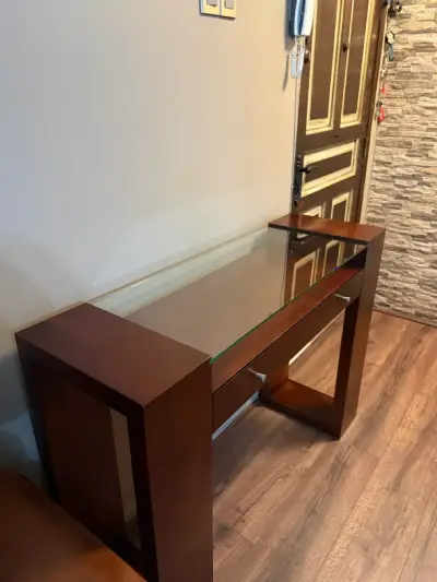 Mesa de entrada de madera y vidrio - miniatura 4