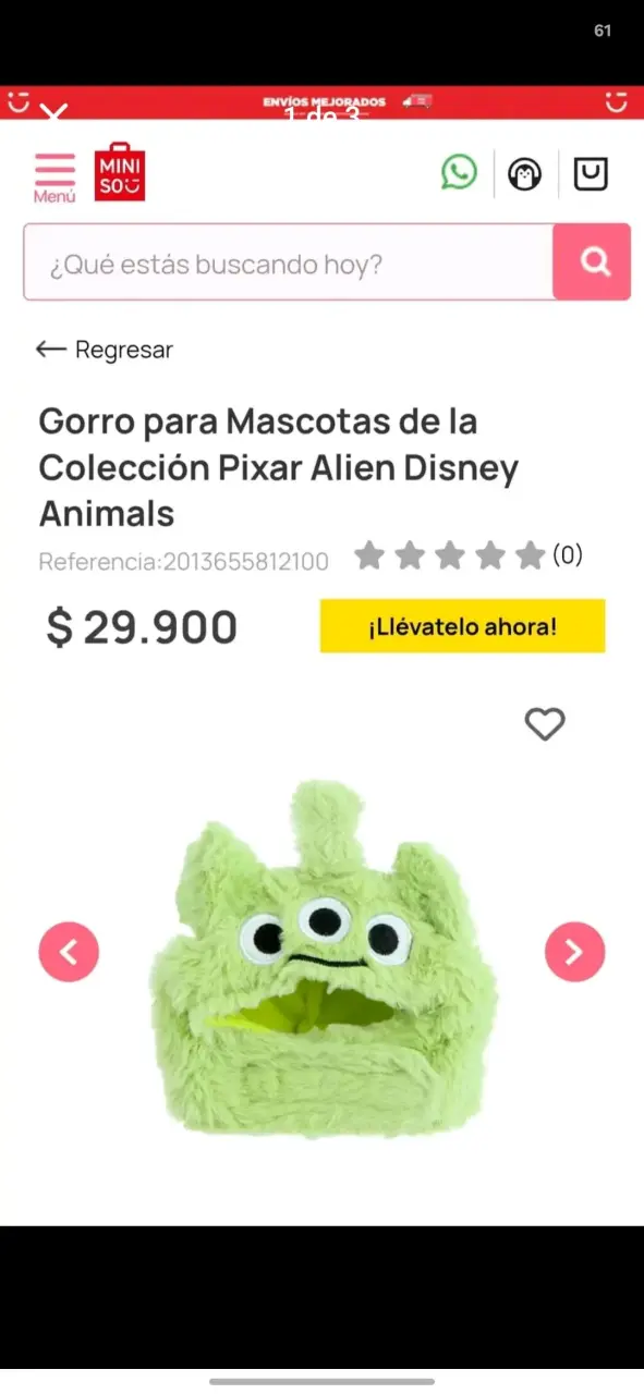 Gorro para gatito bb pixar