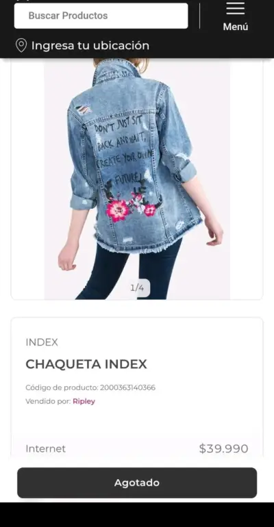 Chaqueta de mezclilla con bordado floral - miniatura 1