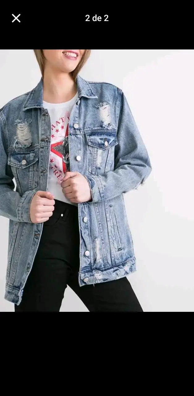 Chaqueta de mezclilla con bordado floral - 2