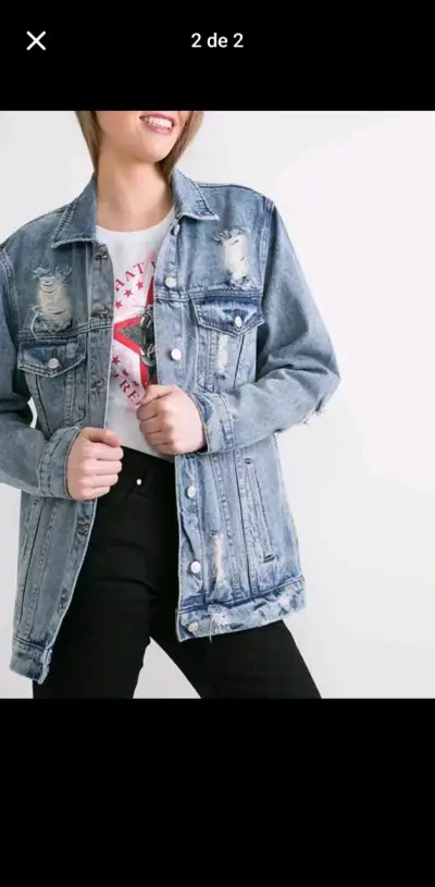 Chaqueta de mezclilla con bordado floral - miniatura 2