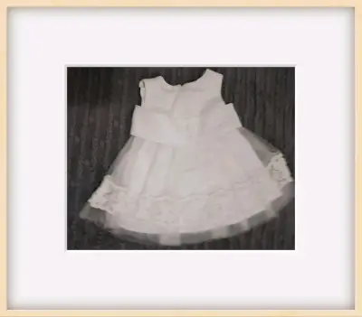 Vestido de bebe raso opaco con tul bordado - miniatura 1
