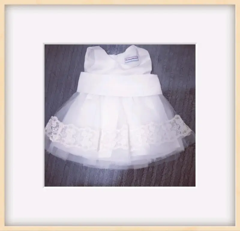 Vestido de bebe raso opaco con tul bordado - 3