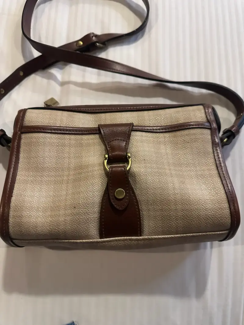 Cartera vinilico y cuero, cuadrillé vintage.