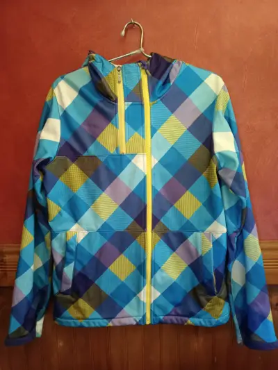 Chaqueta softshell con capucha diseño a cuadros - miniatura 1