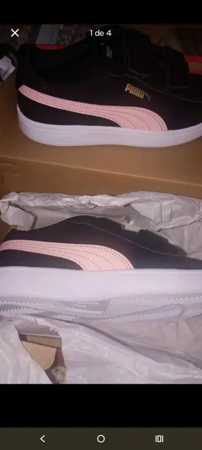 Zapatillas negras para niños Puma con velcro - miniatura 3
