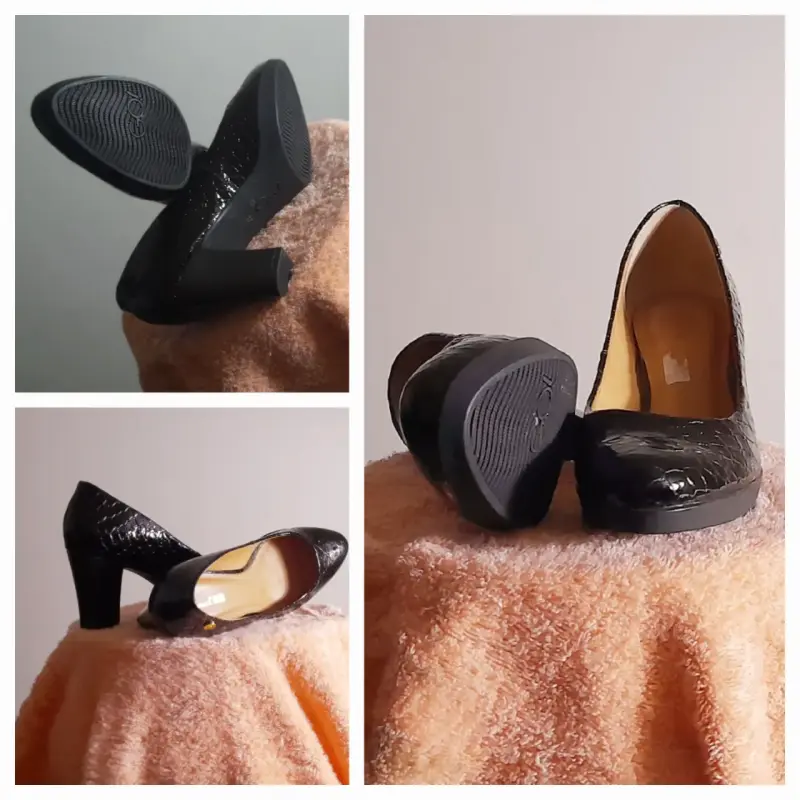 Zapatos de tacón negros con textura elegante