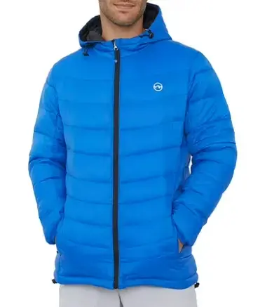 Chaqueta acolchada azul con capucha para hombre - 1