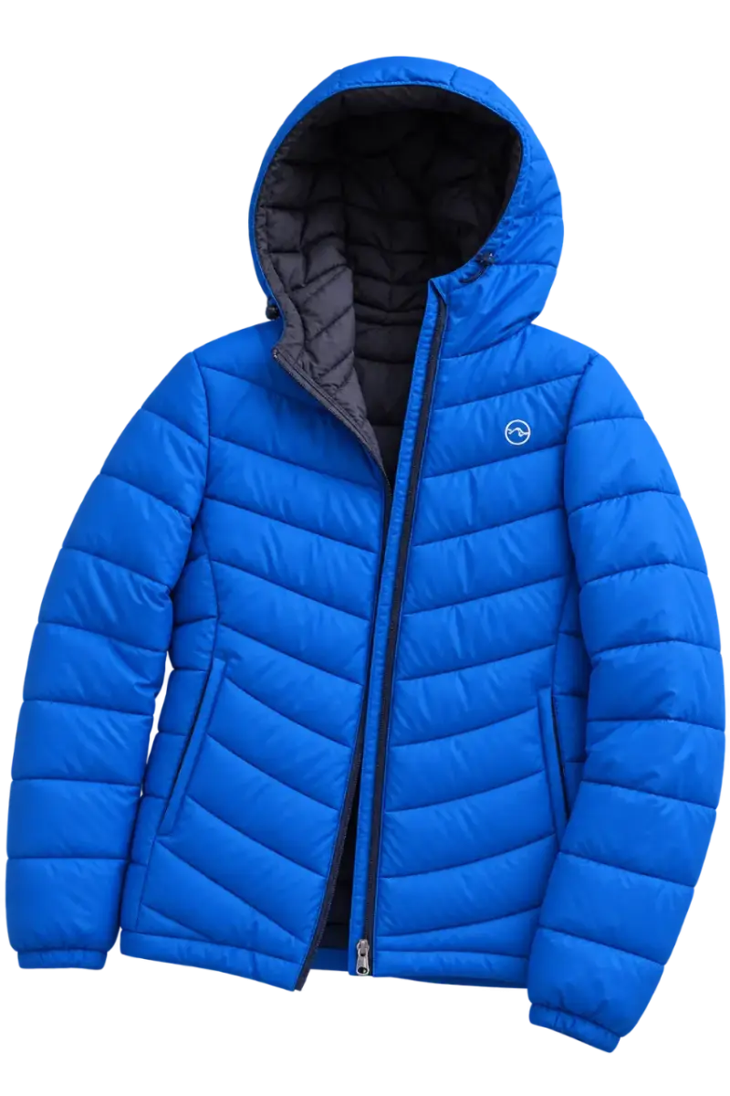 Chaqueta acolchada azul con capucha para hombre - 2