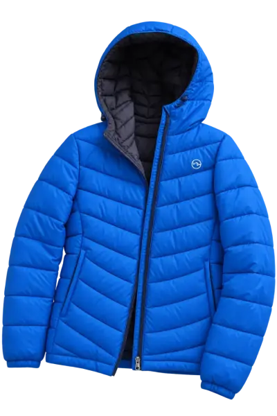 Chaqueta acolchada azul con capucha para hombre - miniatura 2