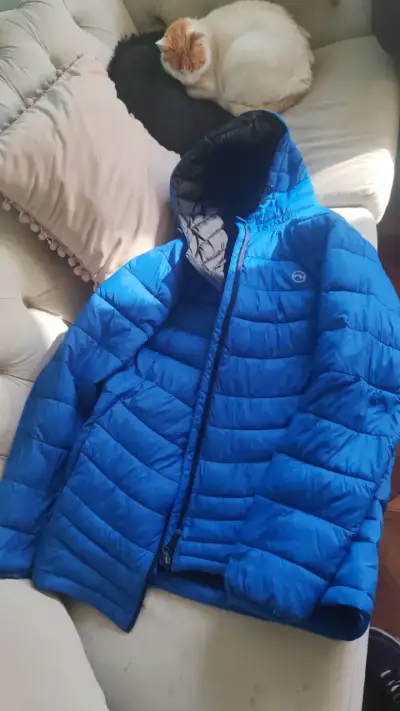 Chaqueta acolchada azul con capucha para hombre - miniatura 5